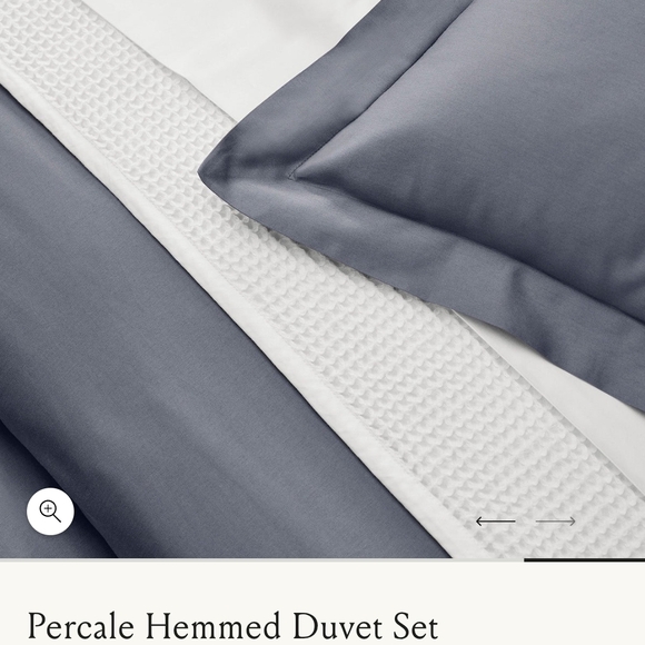 Elegant Percale Hemmed Duvet Cover - Slate Blue - Picture 3 of 11